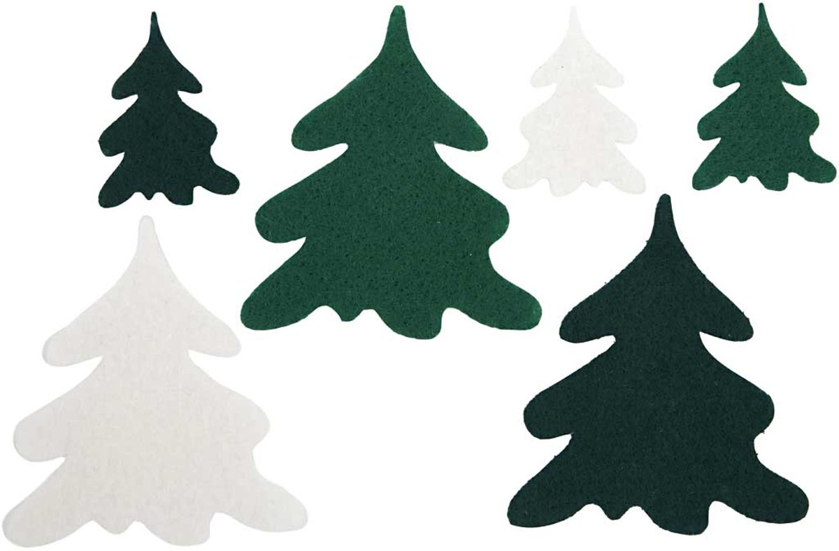 Kerstbomen, h: 4+7 cm, 240 assorti