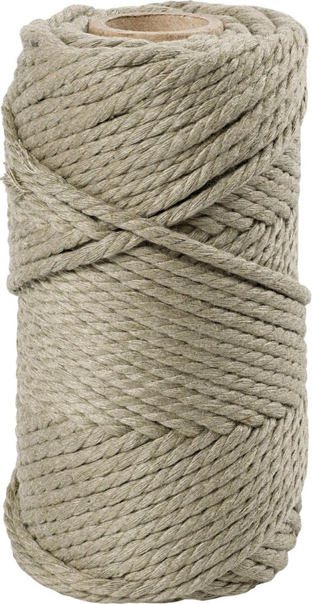 Macramé  , mosgroen, L: 55 m, d: 4 mm, 330 gr/ 1 rol