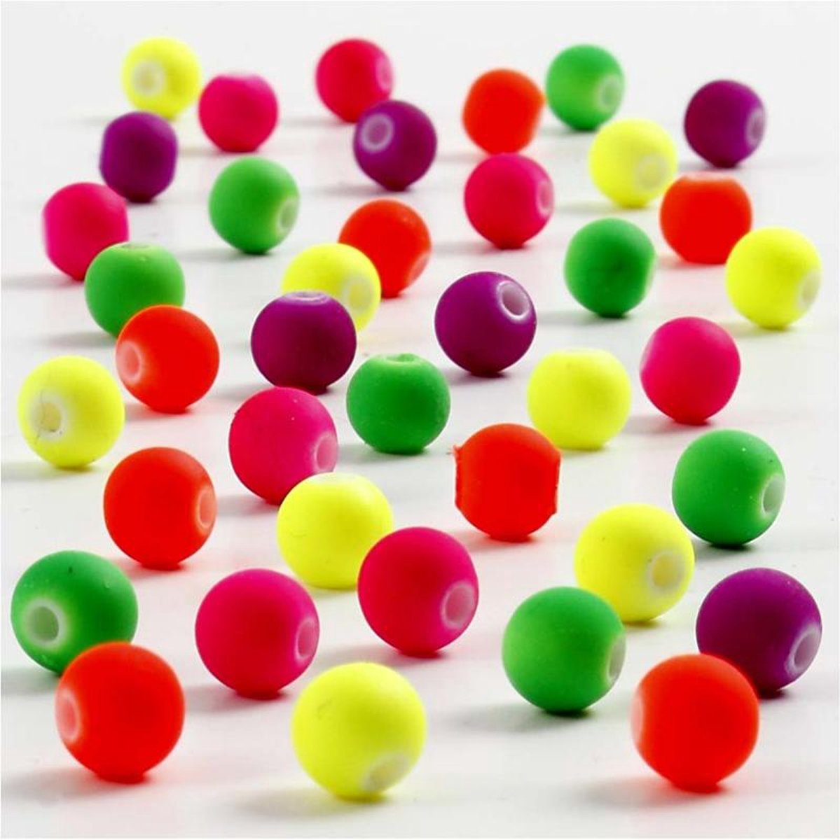 Neon kralen, diameter: 6 mm, 50 gr, circa 375