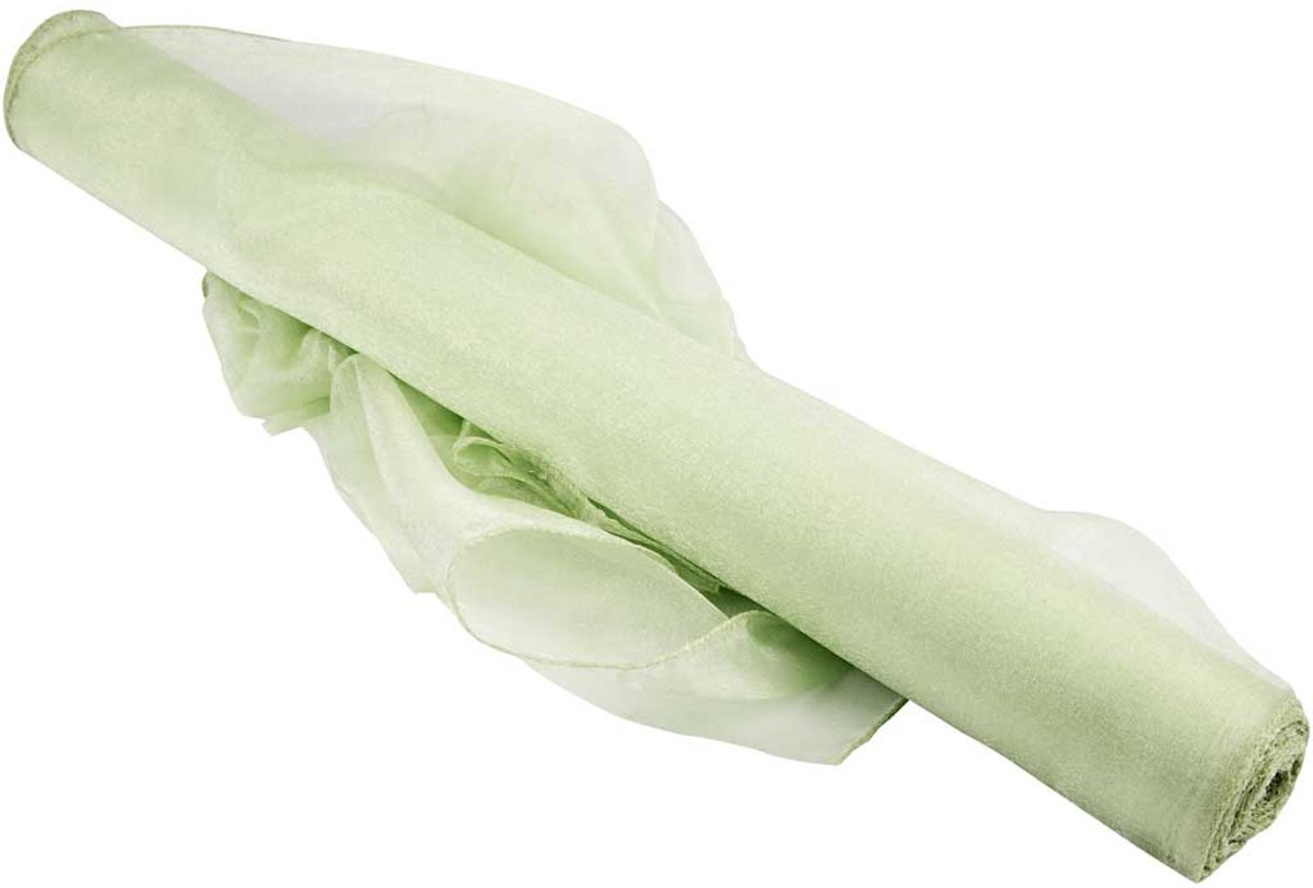 Organza stof, b: 50 cm, lichtgroen, glans, 10 m