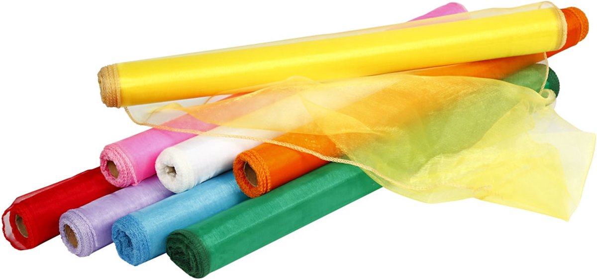 Organza stof - Assortiment, b: 50 cm, 8x10 m