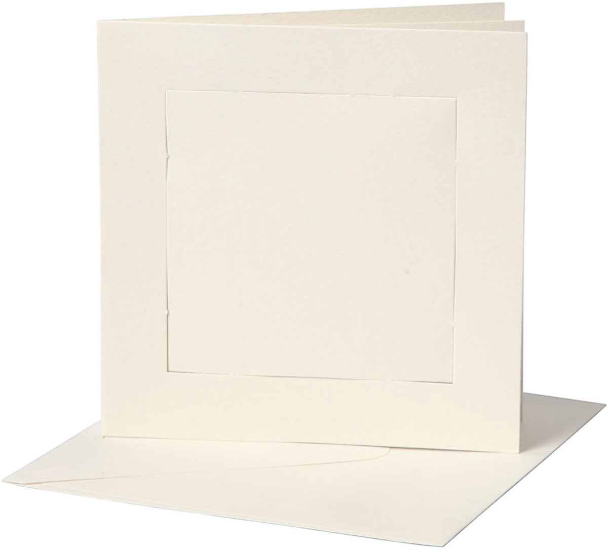 Passepartout Kaarten, afmeting kaart 12,5x12,5 cm, off-white, vierkant, 10 sets