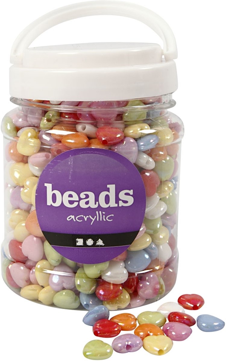 Plastic kralen, afm 15x15 mm, kleuren assorti, 700 ml