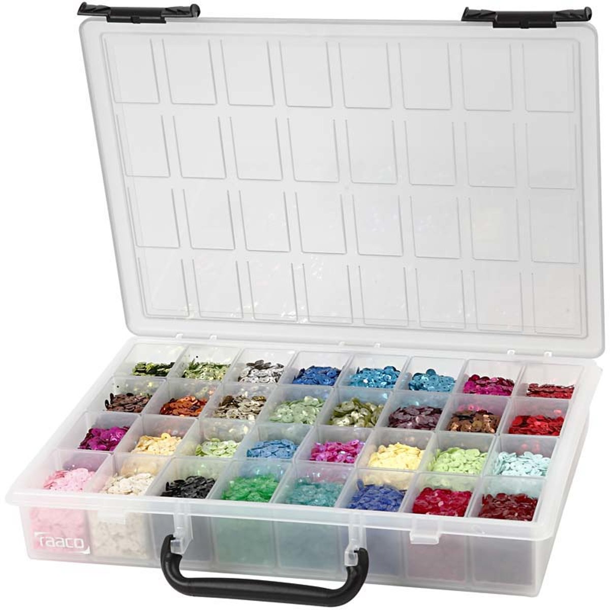 Ronde pailletten, d: 6 mm, incl.. Storage Box met 32 dozen, 32x25 gr