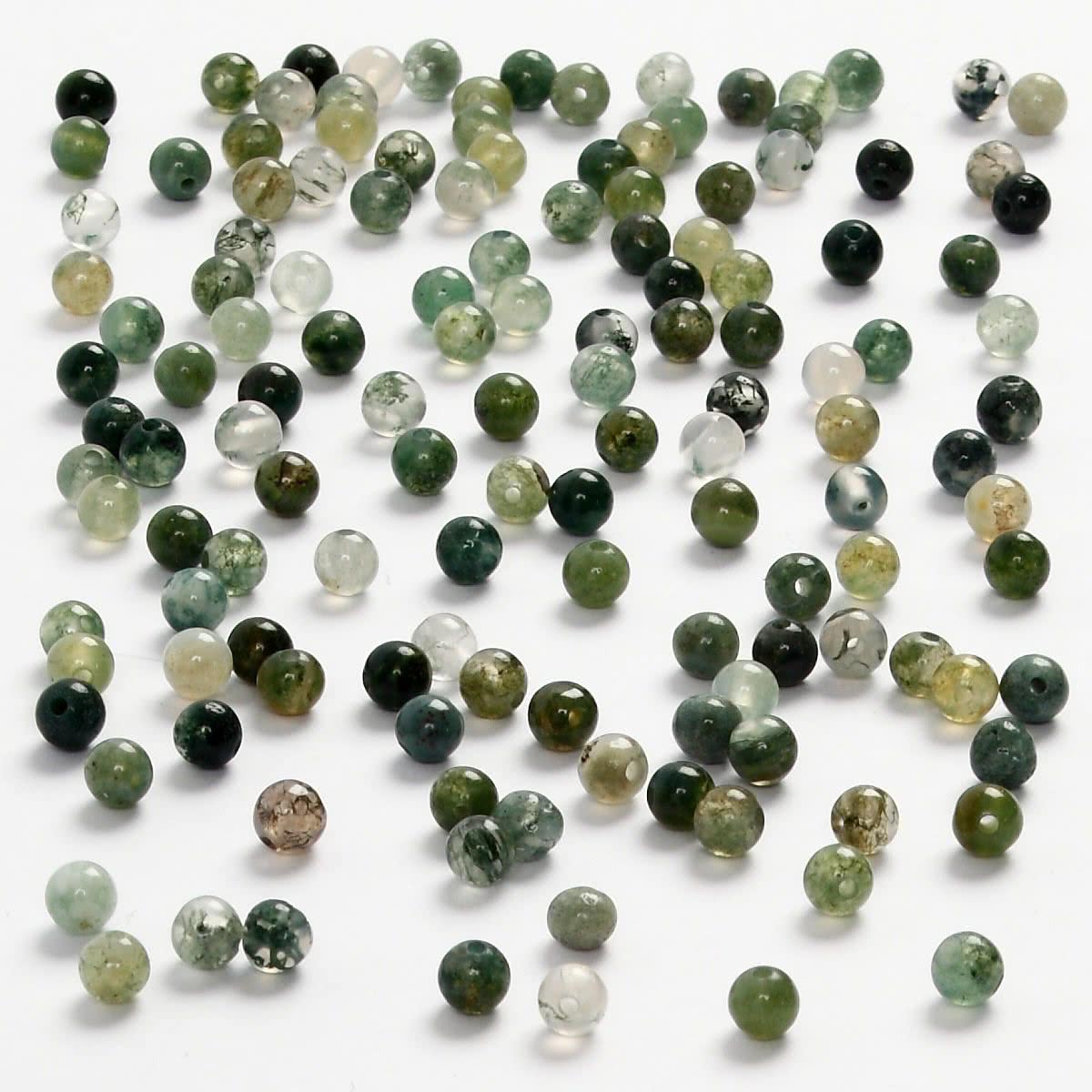 Steenkralen, d: 3 mm, groen harmonie, Mosagaat, 120 stuks