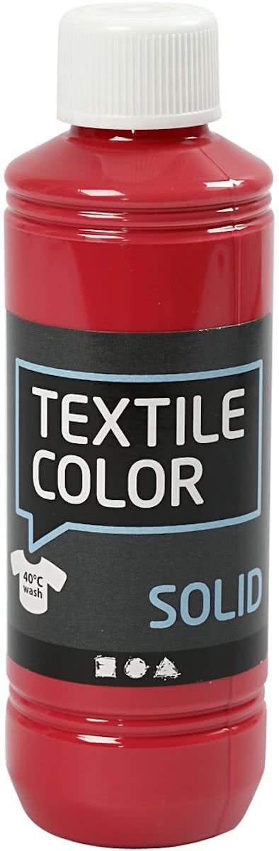 Textil Solid, rood, dekkend, 250 ml