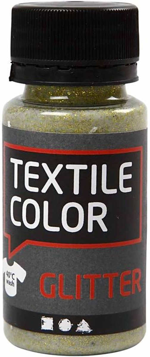 Textile Color, lime groen, glitter, 50 ml