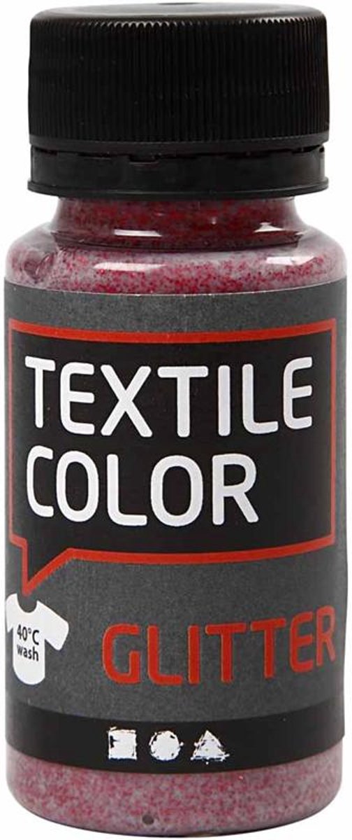 Textile Color, rood, glitter, 50 ml