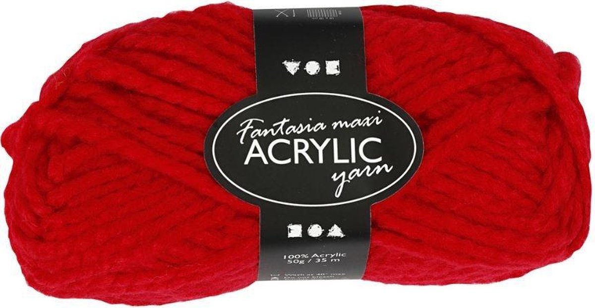 acrylgaren rood 35 m. 50 gram