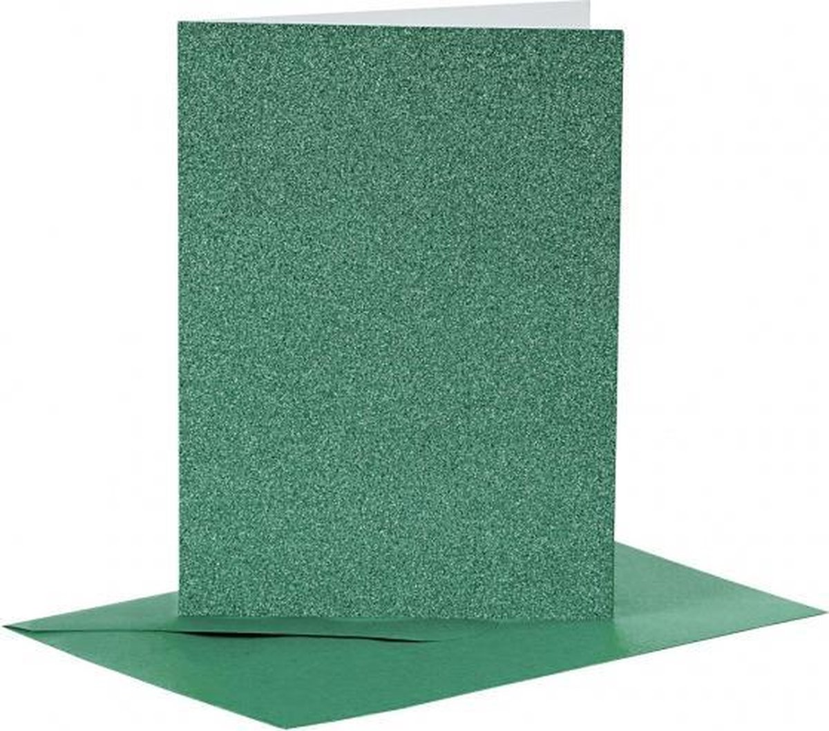 glitterkaarten met enveloppen 10,5 x 15 cm 4 stuks groen