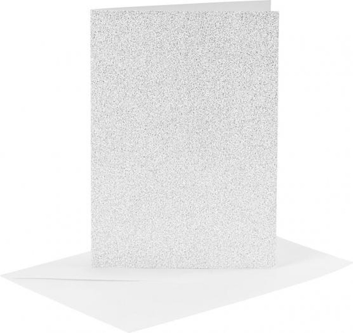 glitterkaarten met enveloppen 10,5 x 15 cm 4 stuks zilver