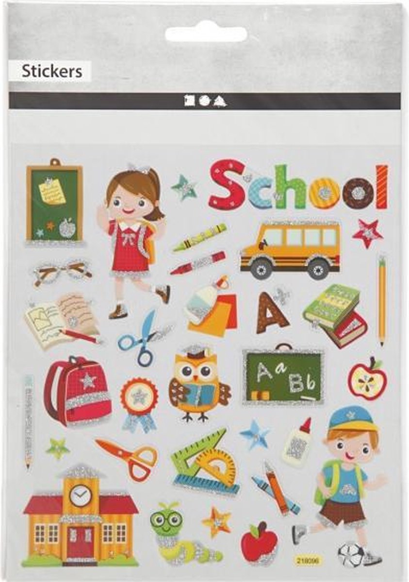 stickervel school 16,5 x 15 cm 32 stuks