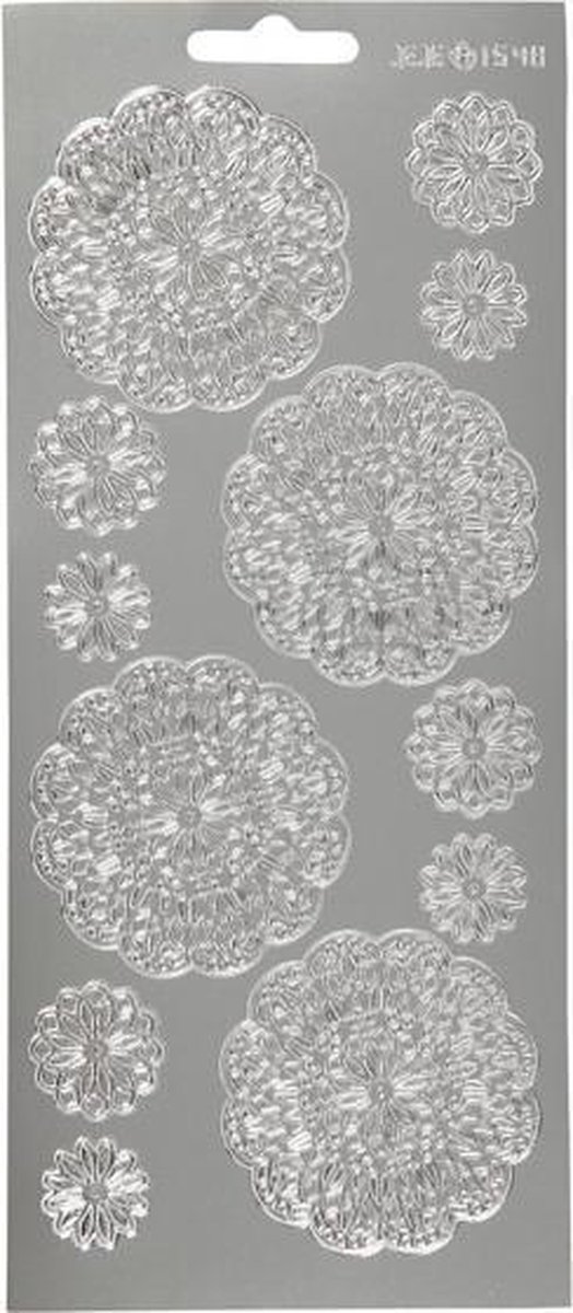 stickervel zilver bloemen