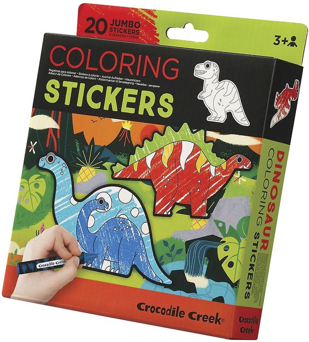 Crocodile Creek Inkleur Stickers Dinosaurus - 20 stuks