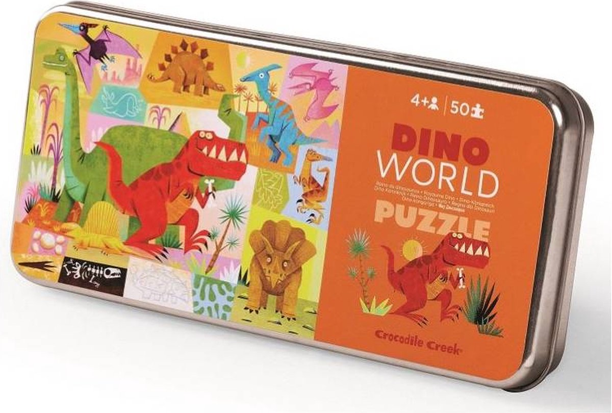 Crocodile Creek puzzel in blik Dino World - 50 stukjes