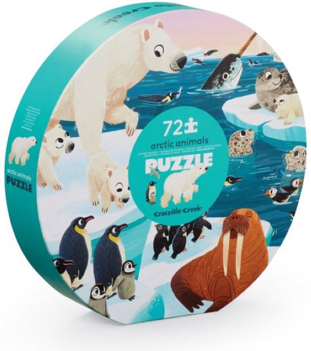 Crocodile Creek puzzel ronde verpakking Arctic Animals - 72 stukjes