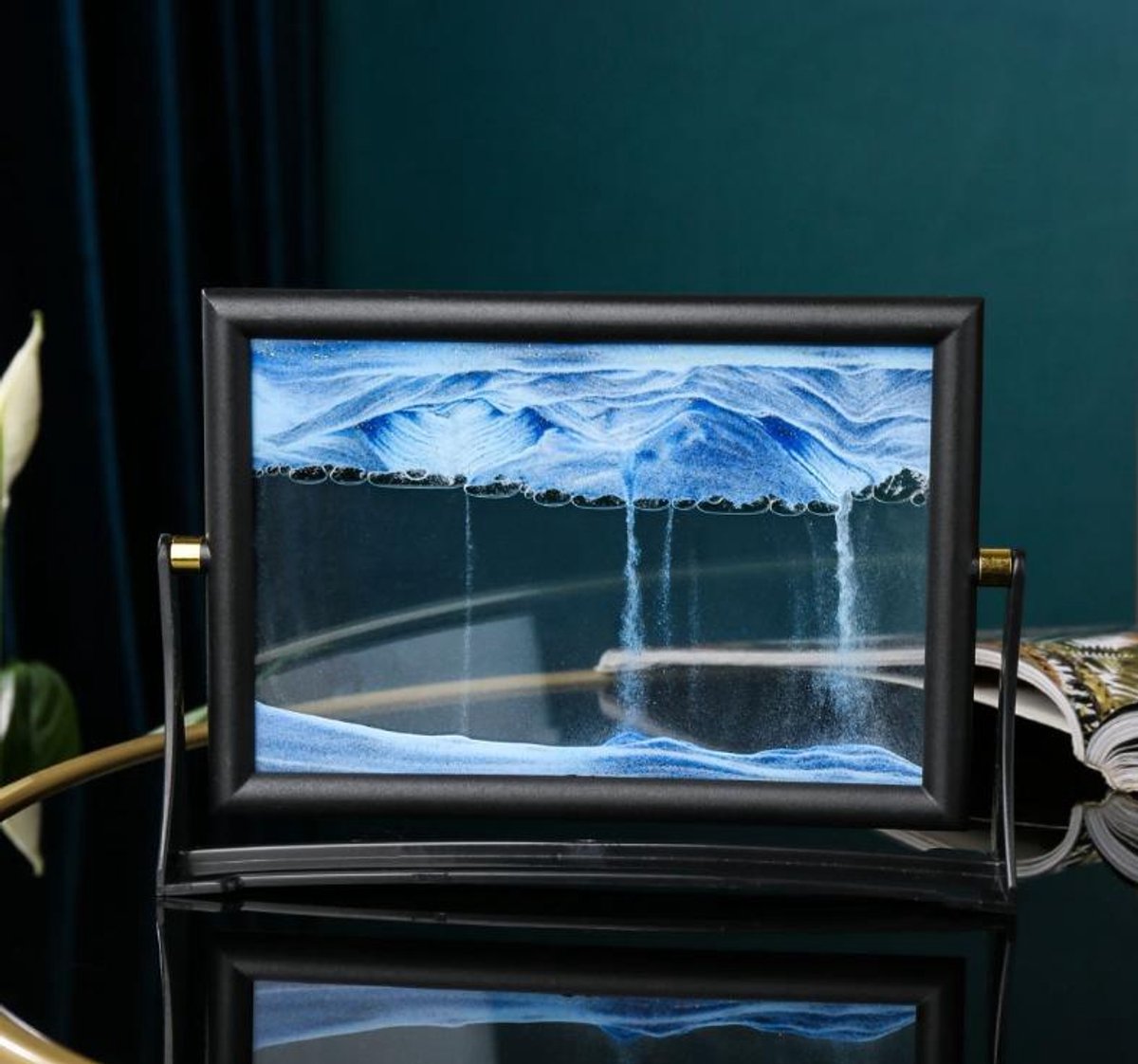   Zandkunst - Blauw - Bewegende zandkunst in glas -   - Decoratie - Sand Art Home Deco - Sand Painting