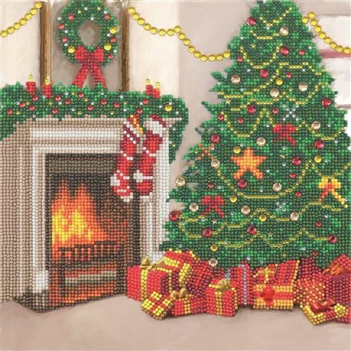 Diamond Painting Crystal Art - Cosy Christmas - 30x30 cm - partial painting