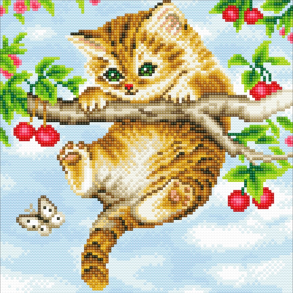 Diamond Painting Crystal Art Kit ® Cherru Kitten 30x30 cm, Full Painting