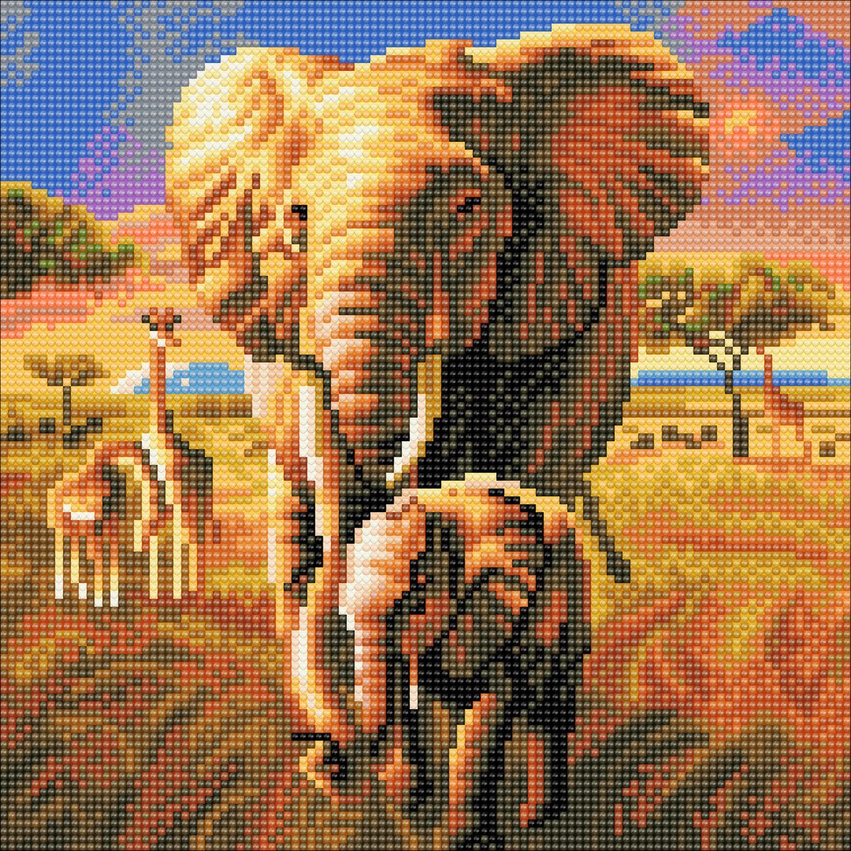 Diamond Painting Crystal Art Kit ® Elephant Savannah 30x30 cm, Full Painting