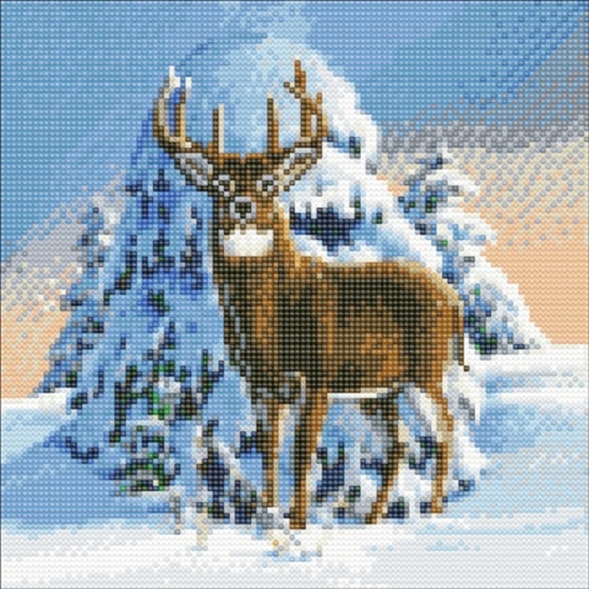 Diamond Painting Crystal Art Kit ® Winter Stag, 30x30 cm