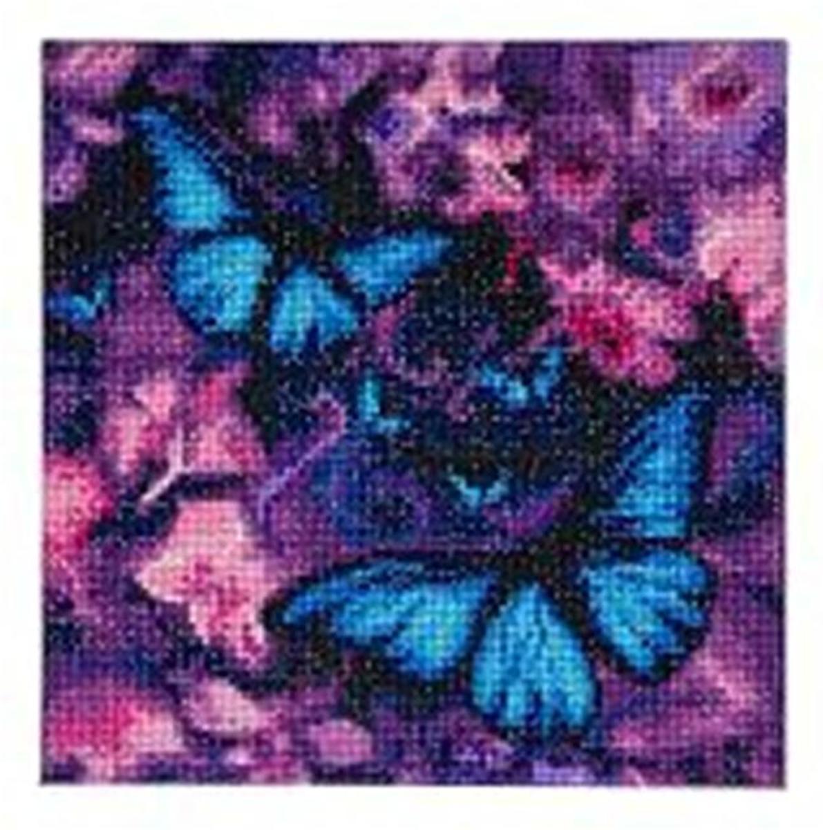 Diamond Painting Crystal Art Kit ®Bleu Violet Butterflies, 30 x30 cm, Partial Painting