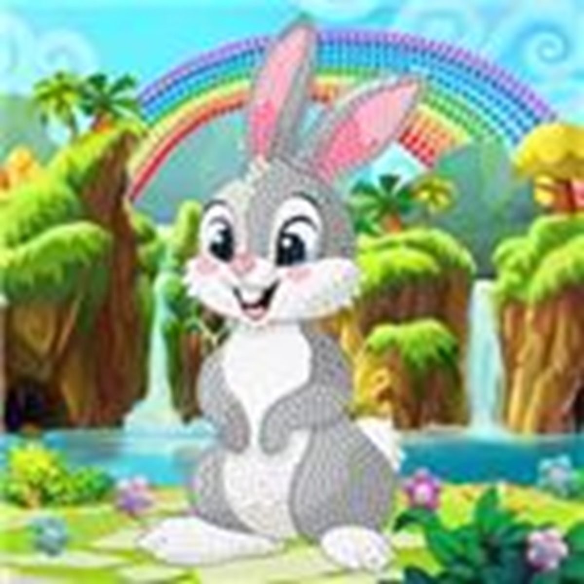 Diamond Painting Crystal Card Kit ® Rabbit Wonderland 18x18 cm, Partial Painting