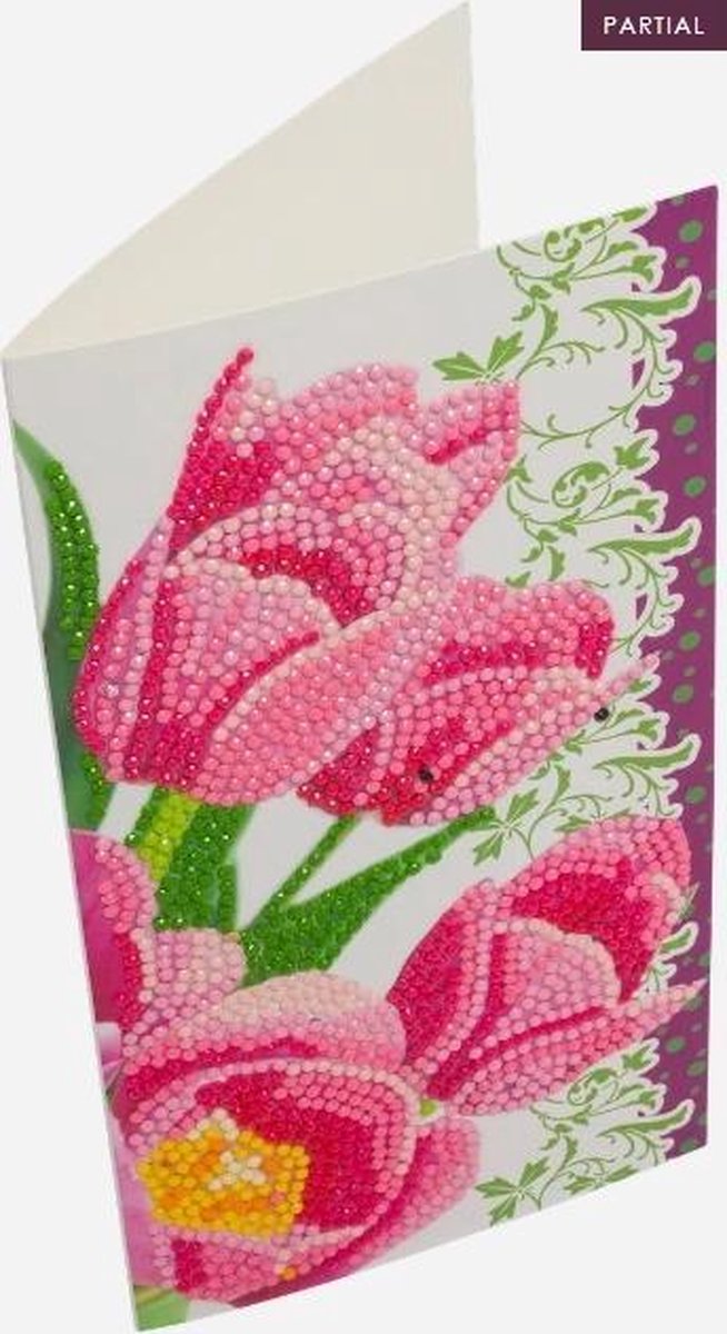 Crystal Art Diamond Painting Kaart Roze Tulpen