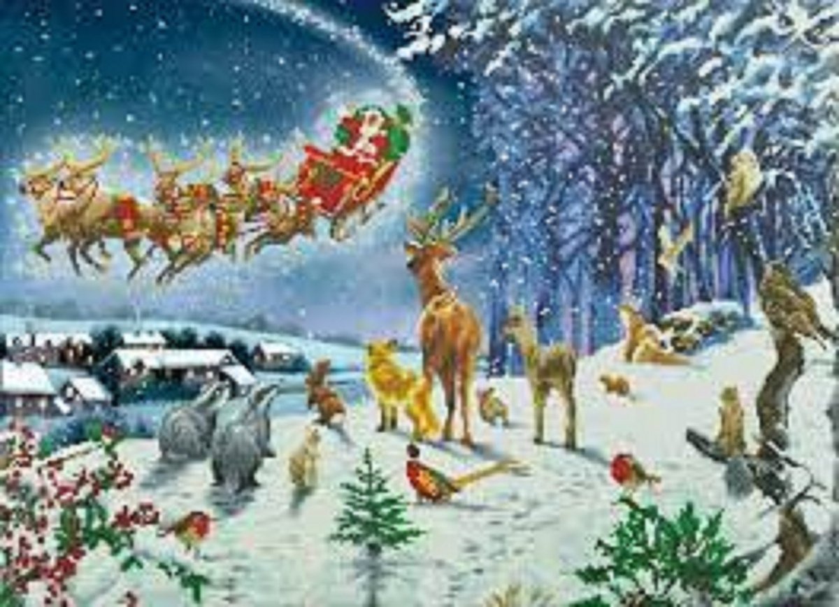 Diamond Painting Crystal Art - Santa Forest flight - 90×65 cm