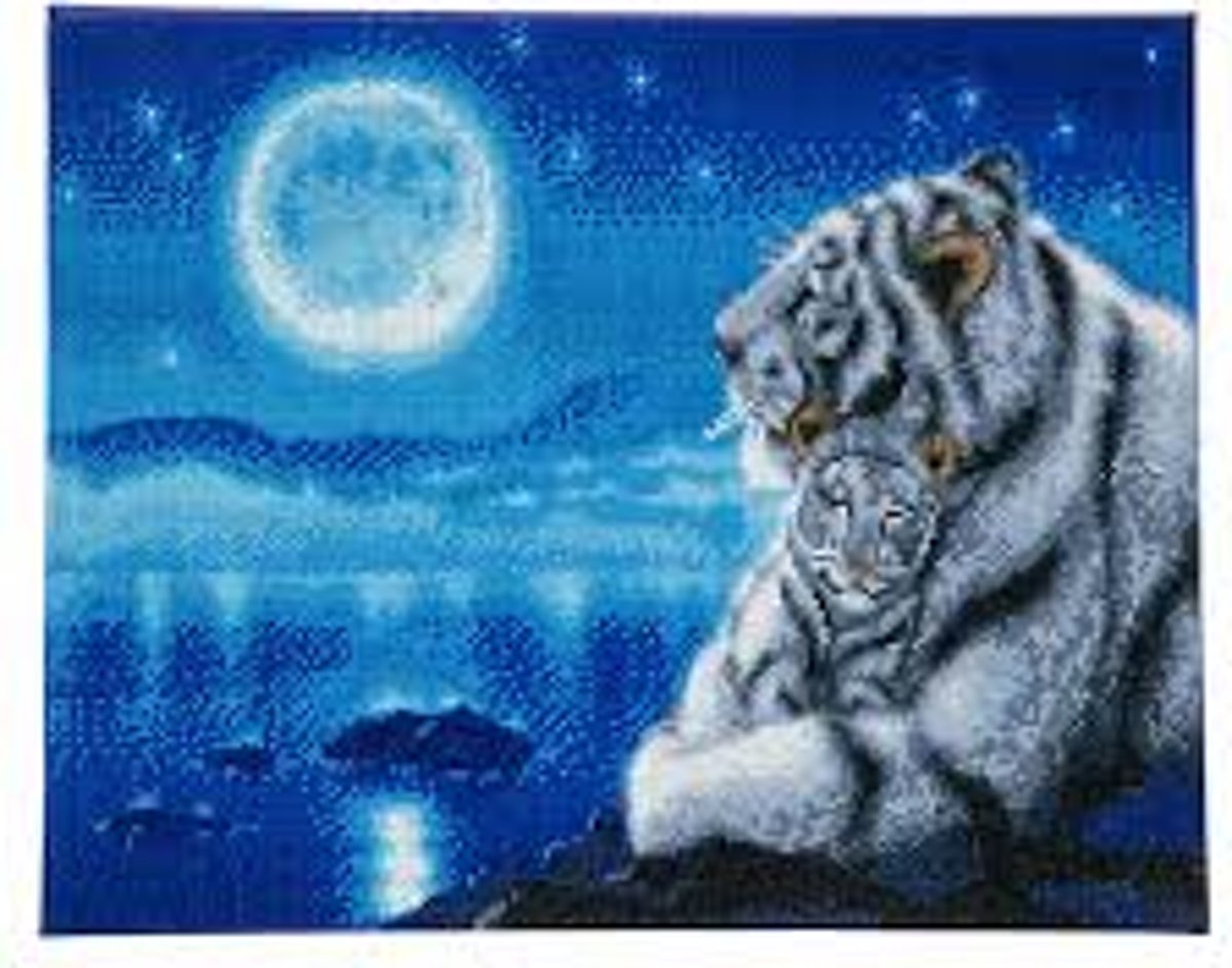 Diamond Painting Crystal Art Lullaby White Tigers 40x50 cm, Full Painting