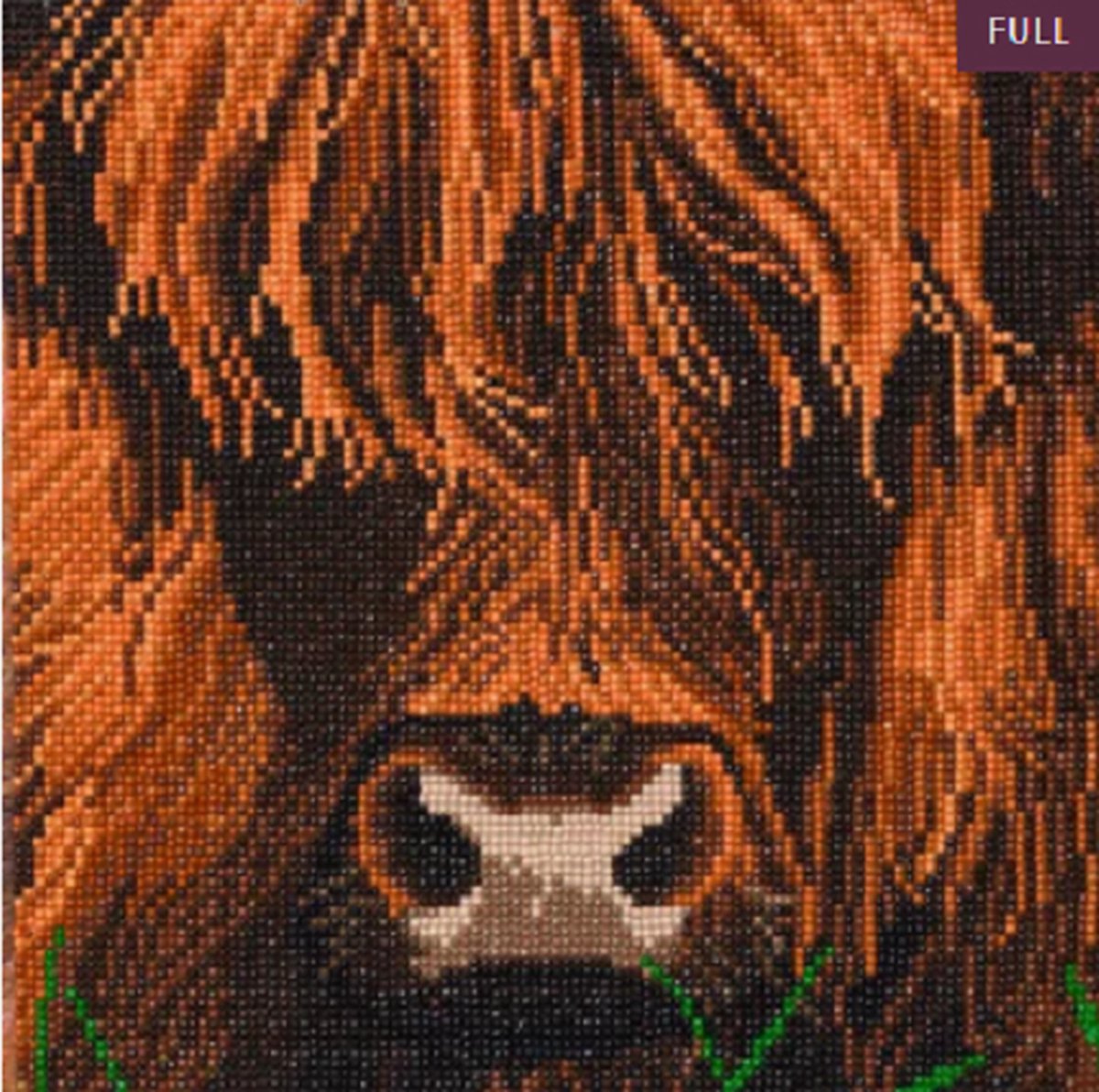 Diamond painting 30 x 30 cm crystal art ronde steentjes - Highland Cow