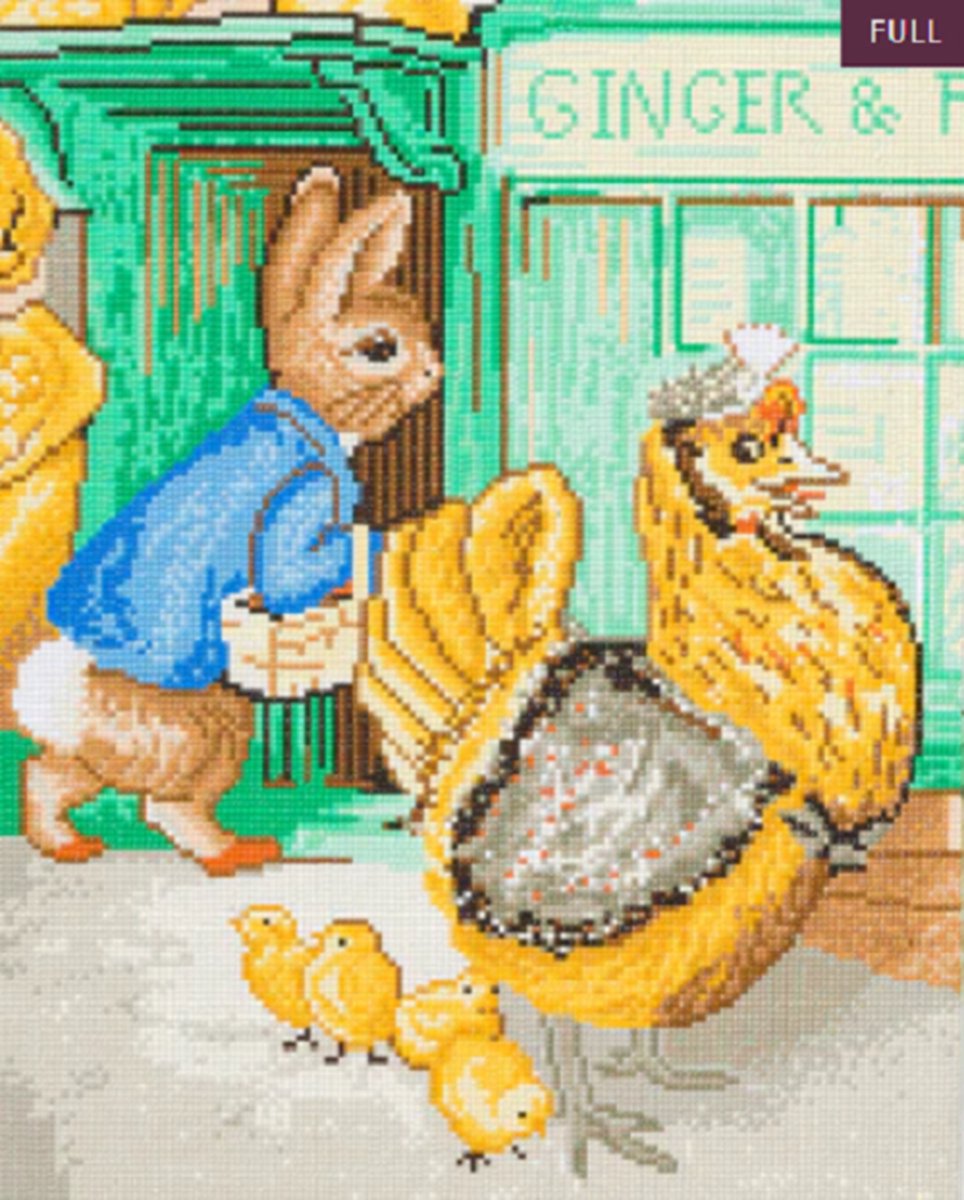 Diamond painting 40 x 50 cm crystal art partial ronde steentjes -  Peter Rabbit Ginger and pickles store