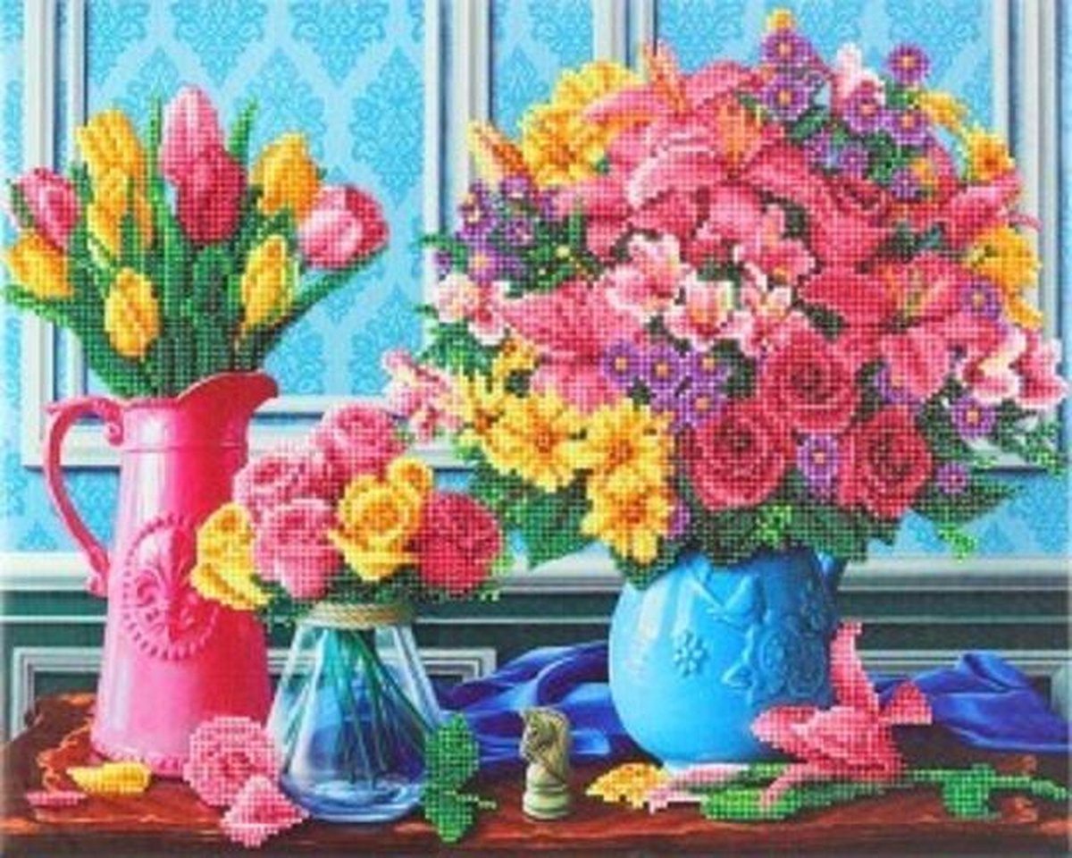 Diamond painting FRAMED PARTIAL 40x50 cm - Beautiful blooms