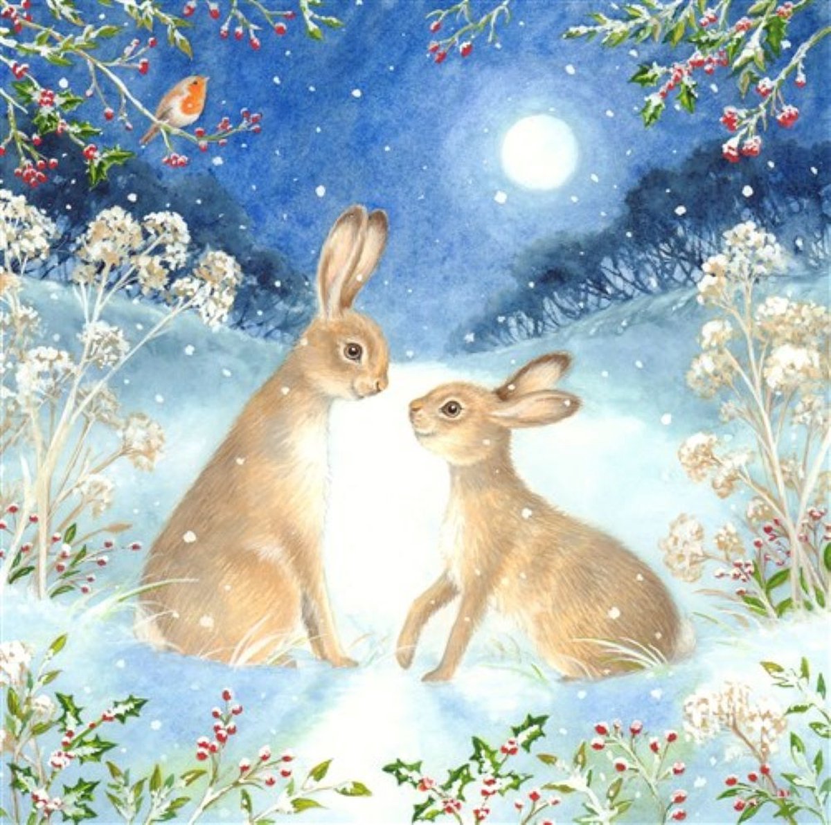 Diamond painting kaart Crystal Card Kit ® Bunnies (18x18cm/partial)