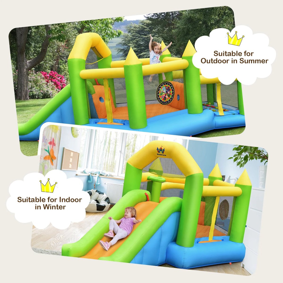 CS® - Springkussen - Springkasteel - springkasteel voor kinderen - met ballenbak en glijbaan