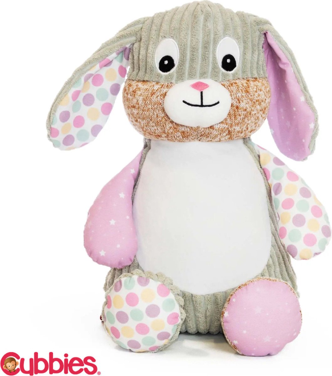 CUBBIES Harlequin Bunny Clovis Patchwork Grijs Konijn Knuffel Starry Night 30cm