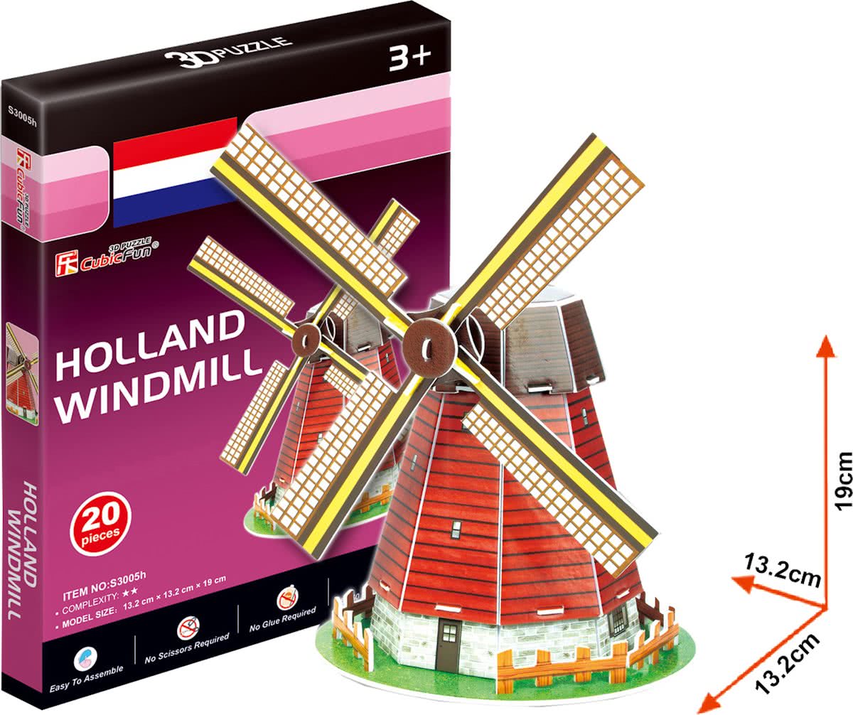 3D Puzzel Holland Molen 20Dlg.