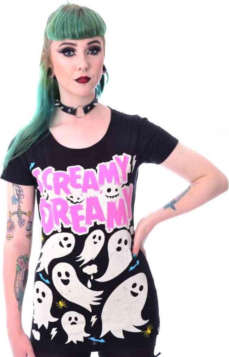 Cupcake Cult Dames Tshirt -S- SCREAMY DREAMY Zwart