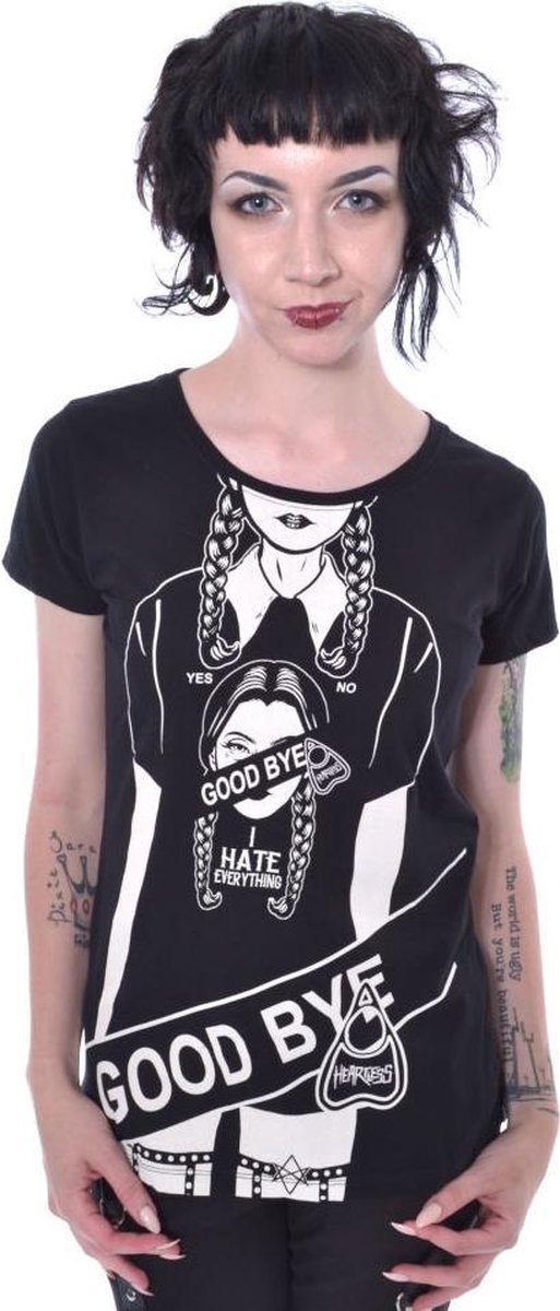 Cupcake Cult Dames Tshirt -S- WEDNESDAY GOODBYE Zwart