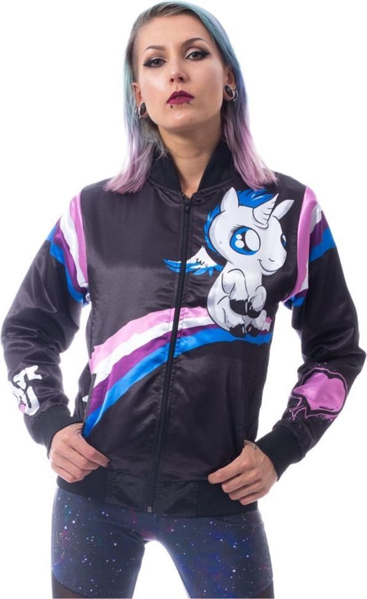 Cupcake Cult Varsity jacket -S- I HATE YOU UNICORN Zwart