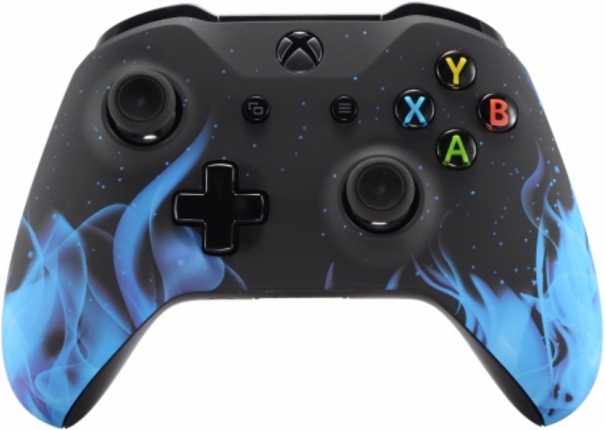 Blue Flames - Custom Microsoft Xbox One S Draadloze Controller