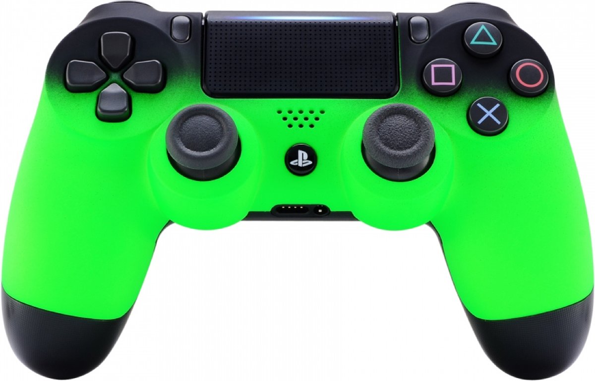 Gradient Soft Touch Zwart / Neon Groen - Custom PlayStation PS4 Wireless Dualshock 4 V2 Controller