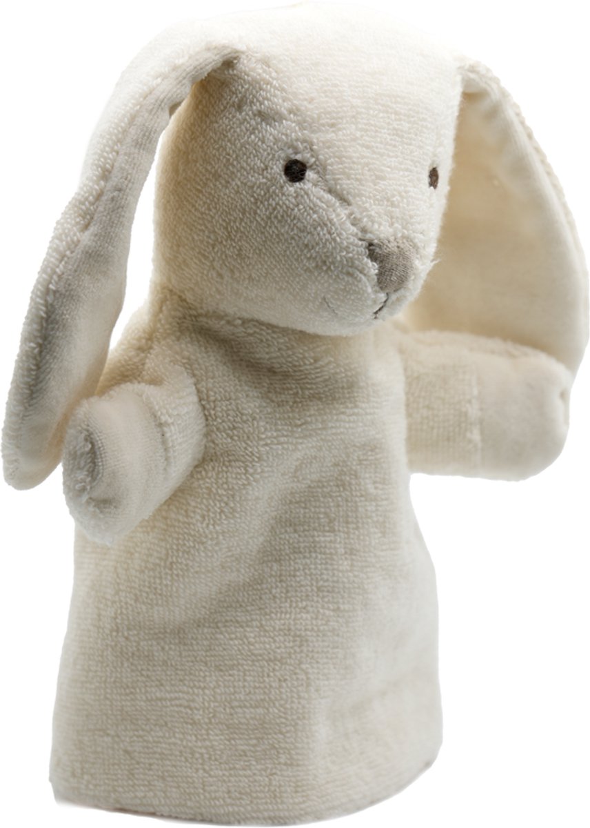 Cute since 1999 - Organische Handpop Crème Konijn - Dier knuffel - Handpop voor poppenkast - 26cm x 20cm
