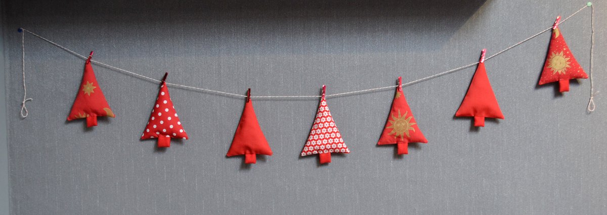 Kerst slinger - kerstbomen - 1,5m - rood & goud