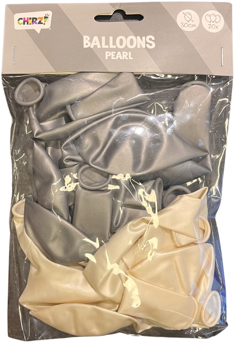 Ballonnen Parelmoer - Zilver-Wit - 30 cm - 20 stuks