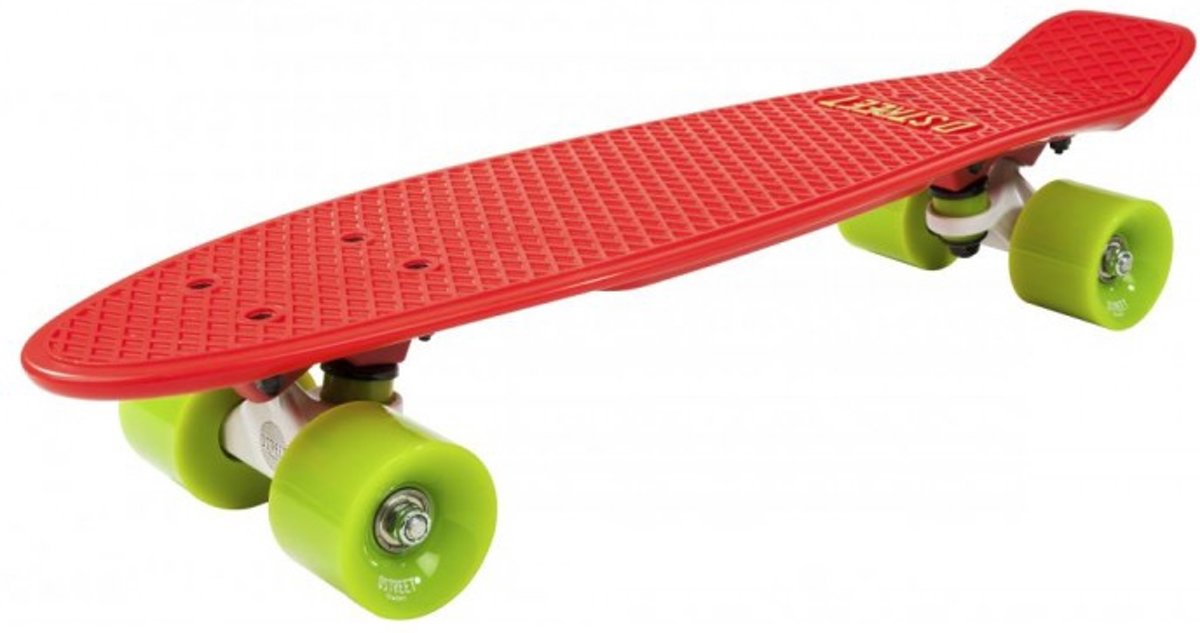 D-Street Skateboard Rood/Groen - Polyprop Pennyboard mini cruiser