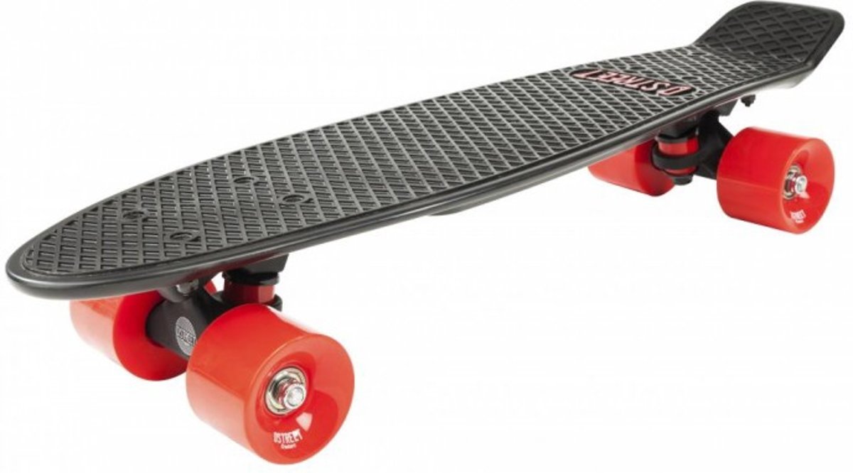 D-Street Skateboard Zwart/Rood - Polyprop Pennyboard mini cruiser