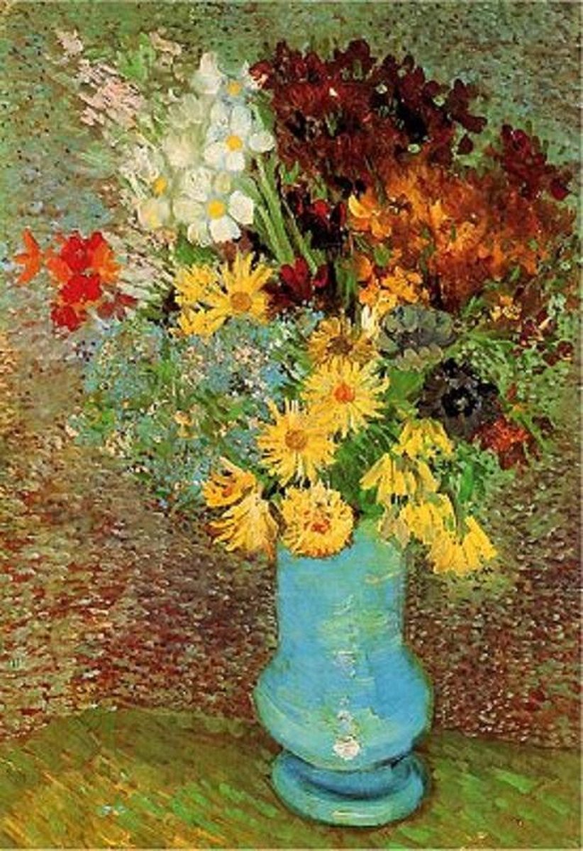 Kunst puzzel Vincent van Gogh - Bloemen in een blauwe vaas (1000)