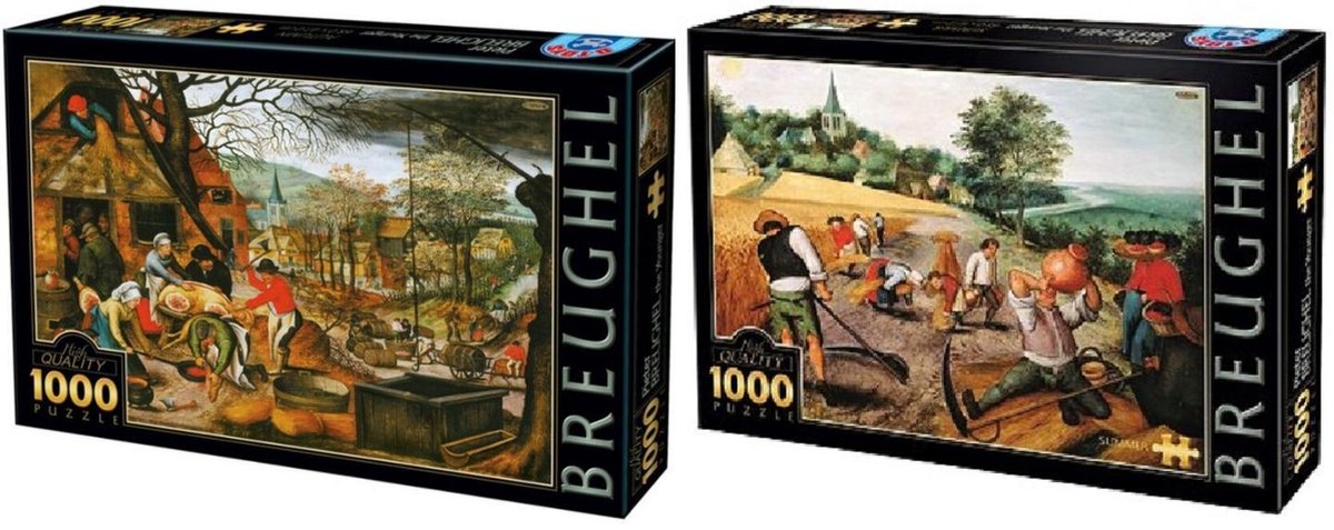 Set Pieter Breughel - Zomer en Herfst (kunst puzzel, 2x 1000 stukjes)