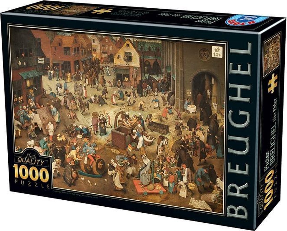 kunst puzzel Pieter Breughel Sr -  Het gevecht tussen carnaval en de lente (1000)